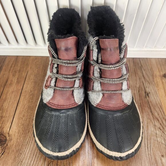 Sorel Out N About Plus NL3973-628 Womens Sz 6 Gray Felt Boho Ankle Booties Boots - Picture 8 of 9